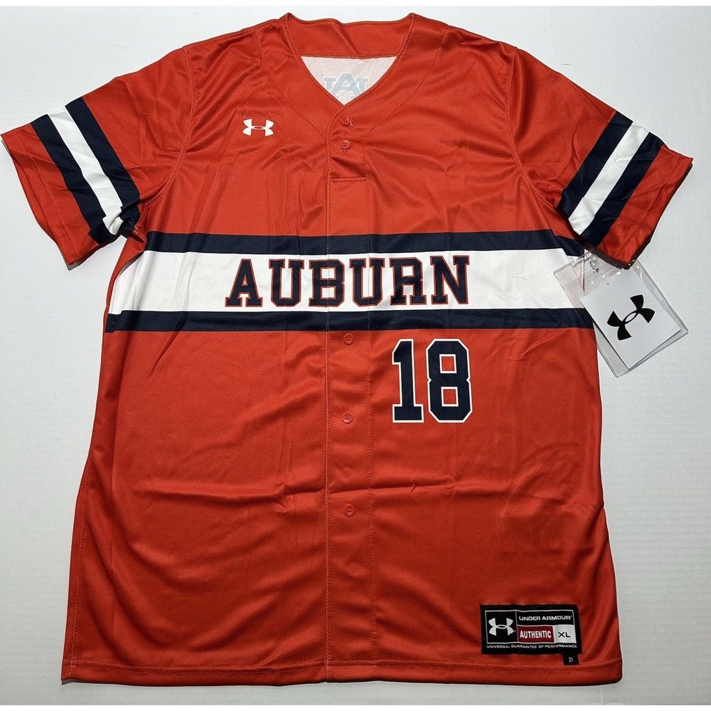 Under Armour Auburn Tigers Faux Placket Men's XL Baseball Jersey UJBJX1M